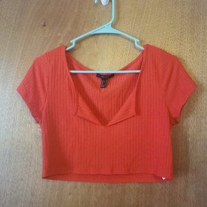 Forever 21 Orange Red Crop Top